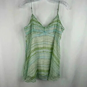 Context Vintage 100% Silk Crossover Striped Cami Tank Top Pleated Sheer Size 8